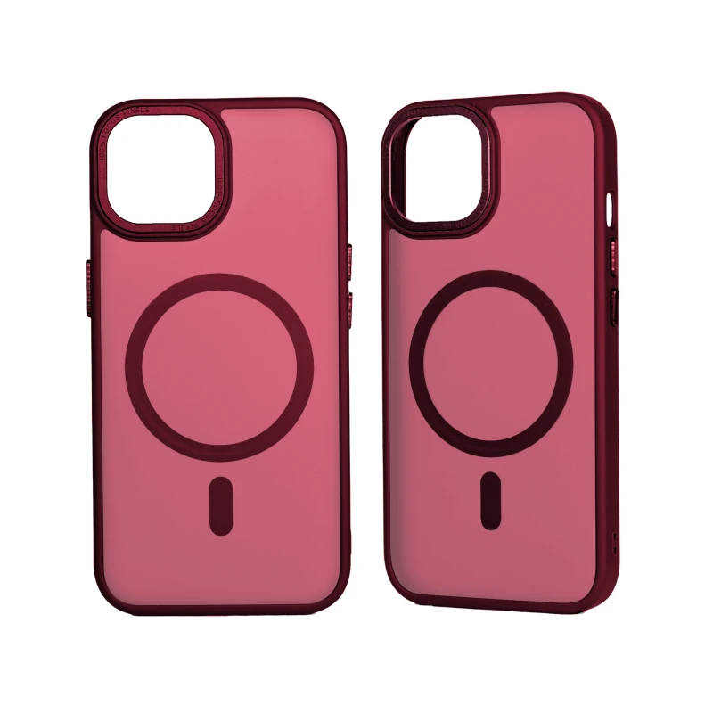 COVER MAGSAFE APPLE IPHONE 12 PRO MAX RETRO RIGIDO WINE RED-1