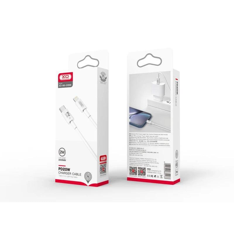 CAVO XO NB-Q189B BIANCO 2 METRI 20W DA USB C A APPLE-1