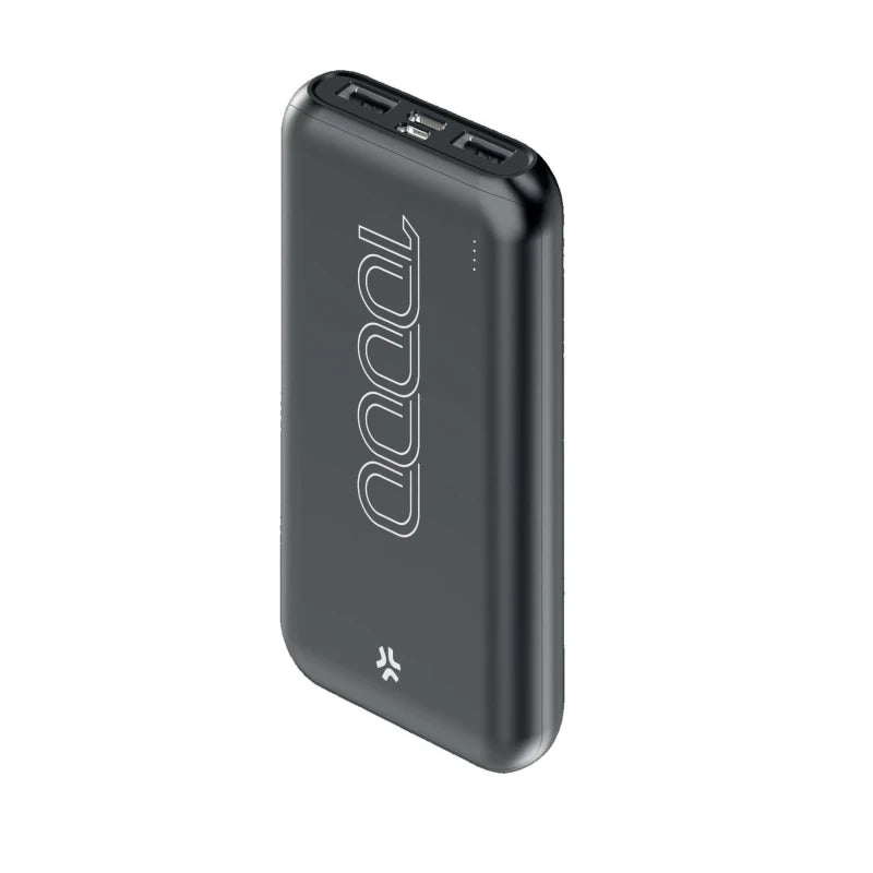 POWER BANK CELLY NERO DA 10000 mAh CON DUE PORTE USB 2.1A-2